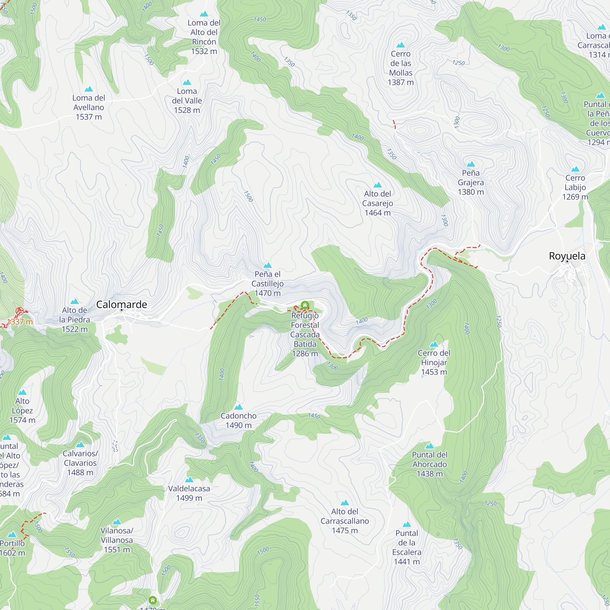 Refugio Forestal Cascada Batida map