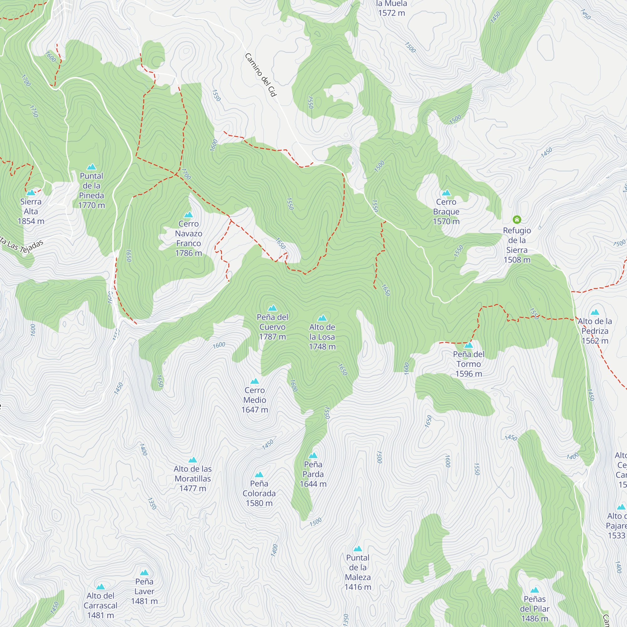 Peña del Cuervo map