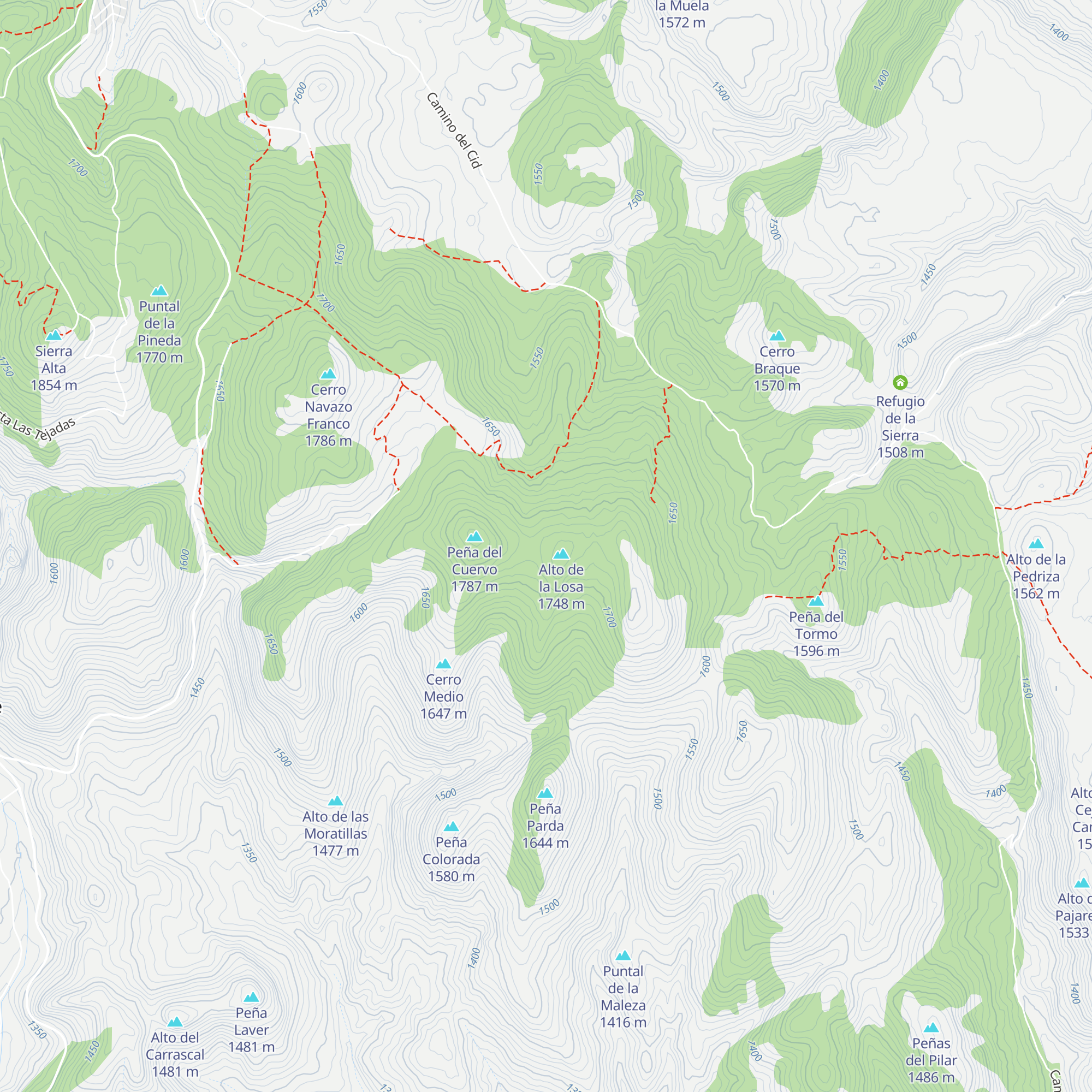 Peña del Cuervo map