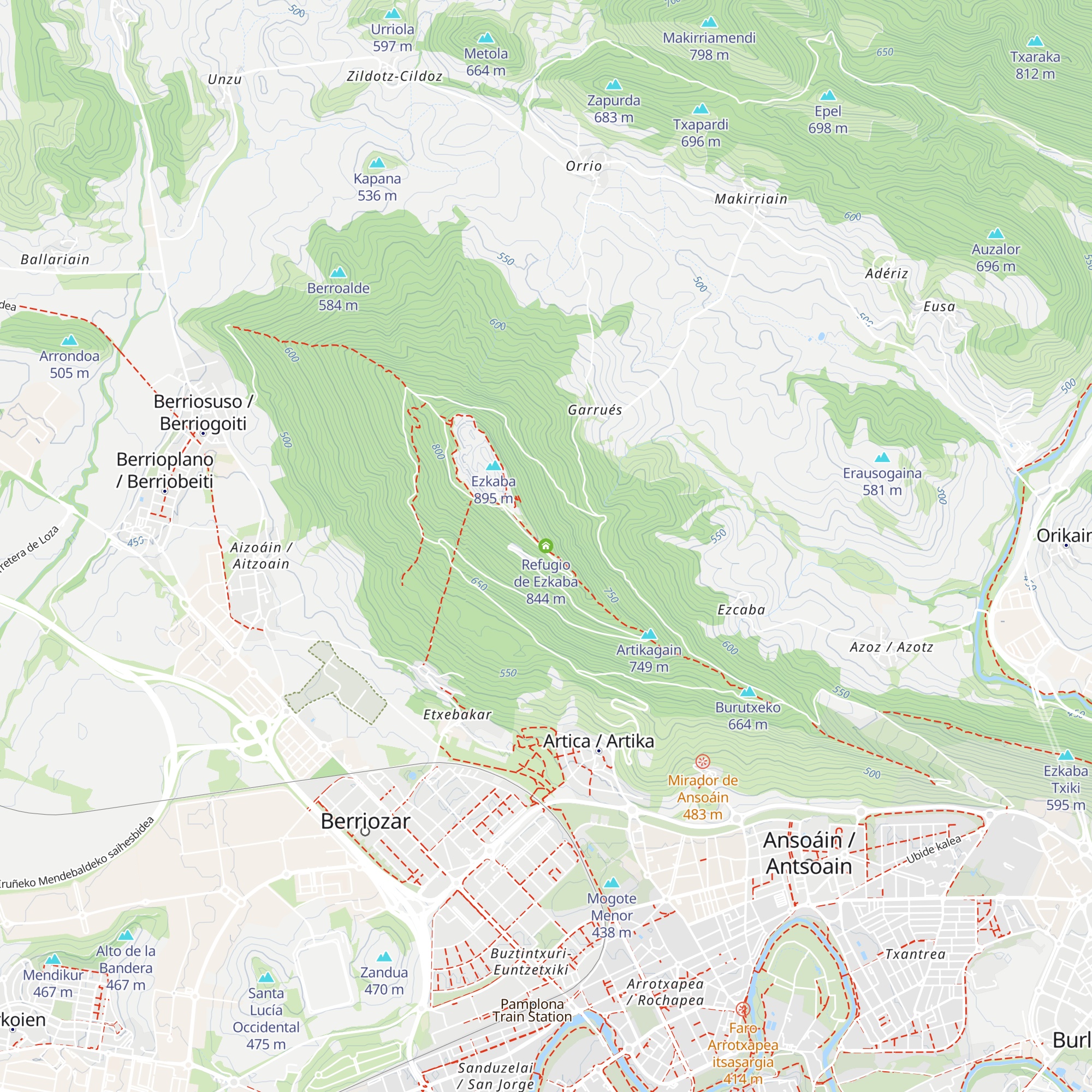 Refugio de Ezkaba map