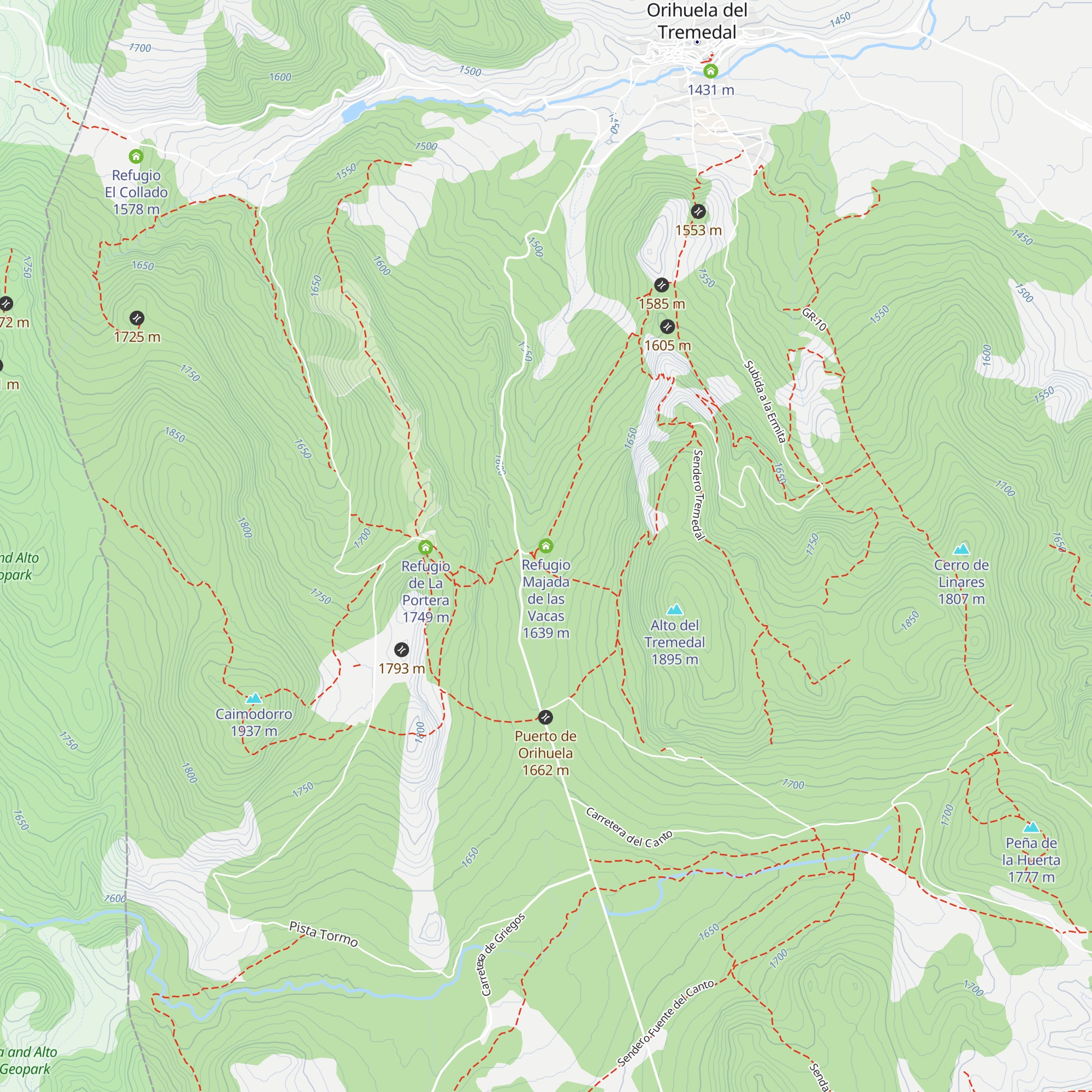 Refugio Majada de las Vacas map