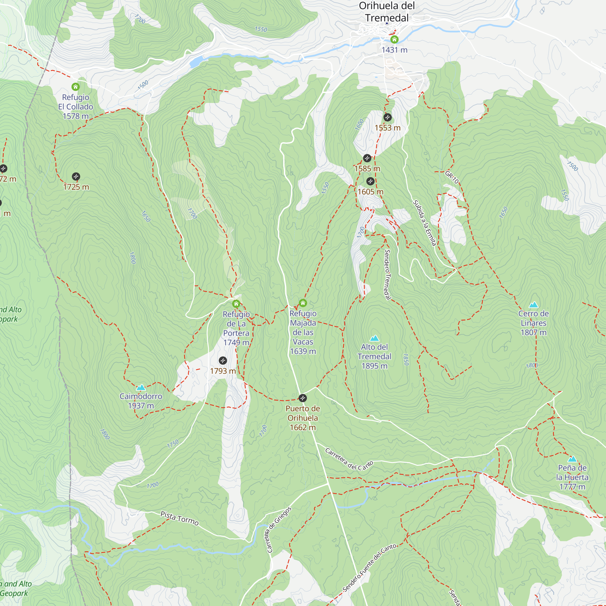 Refugio Majada de las Vacas map