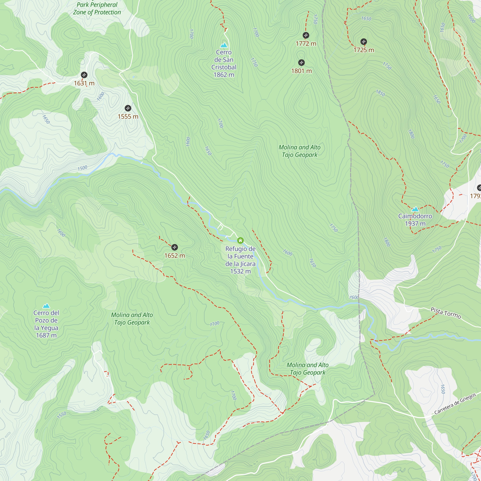 Refugio de la Fuente de la Jícara map