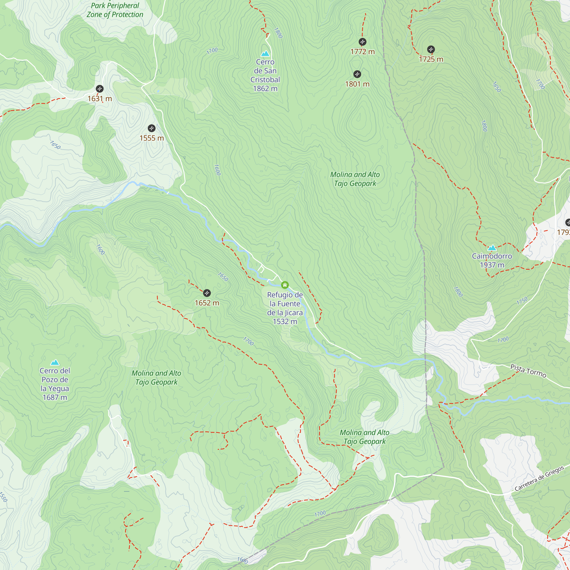 Refugio de la Fuente de la Jícara map