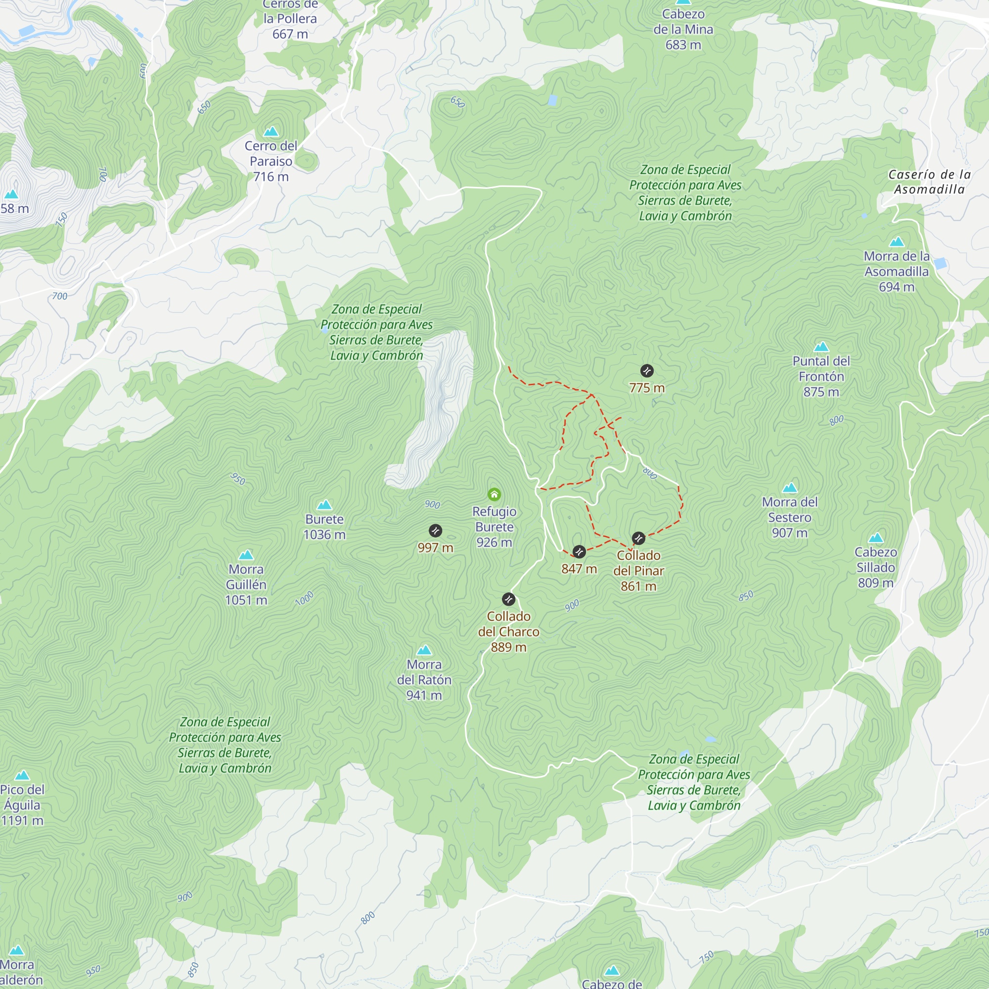 Refugio Burete map