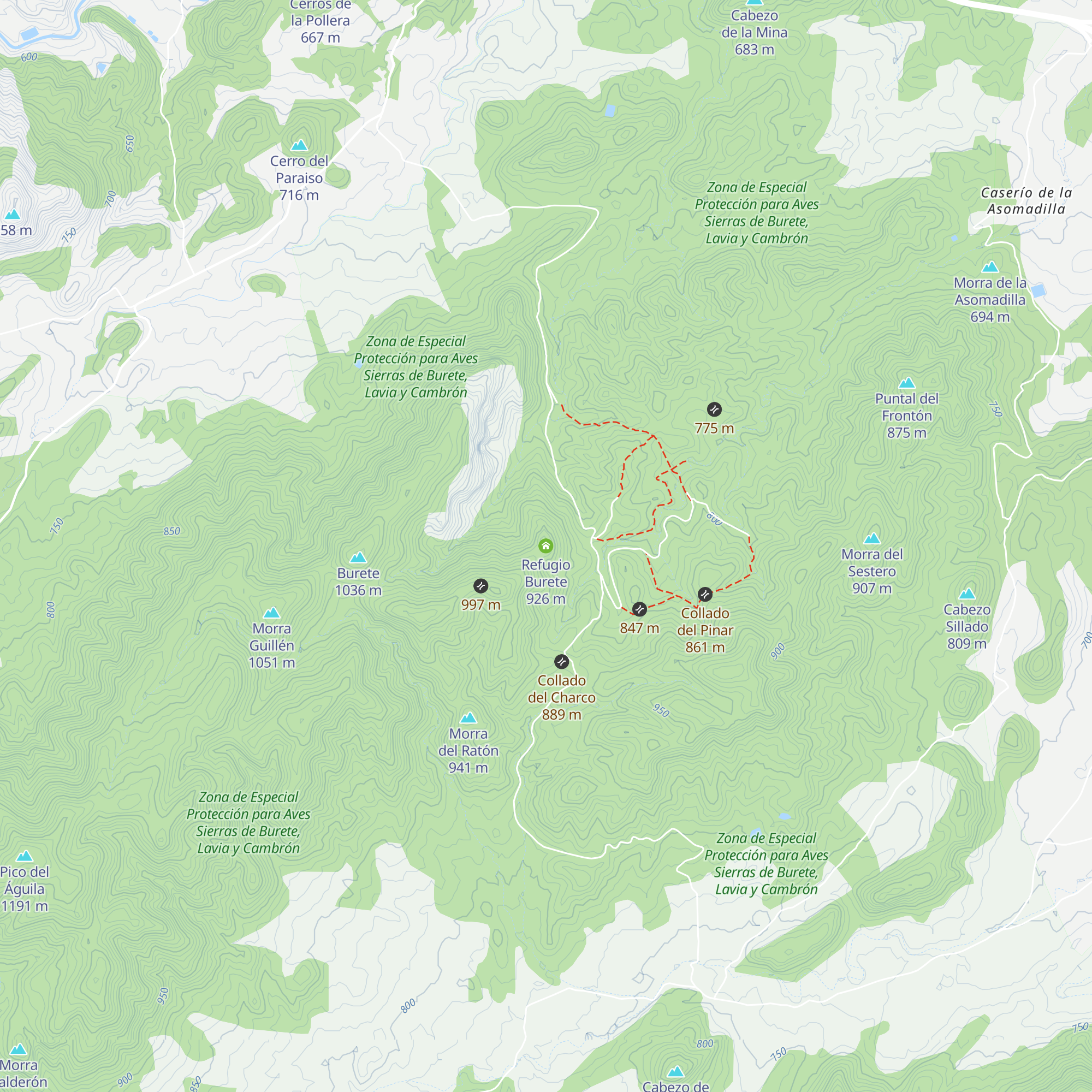 Refugio Burete map