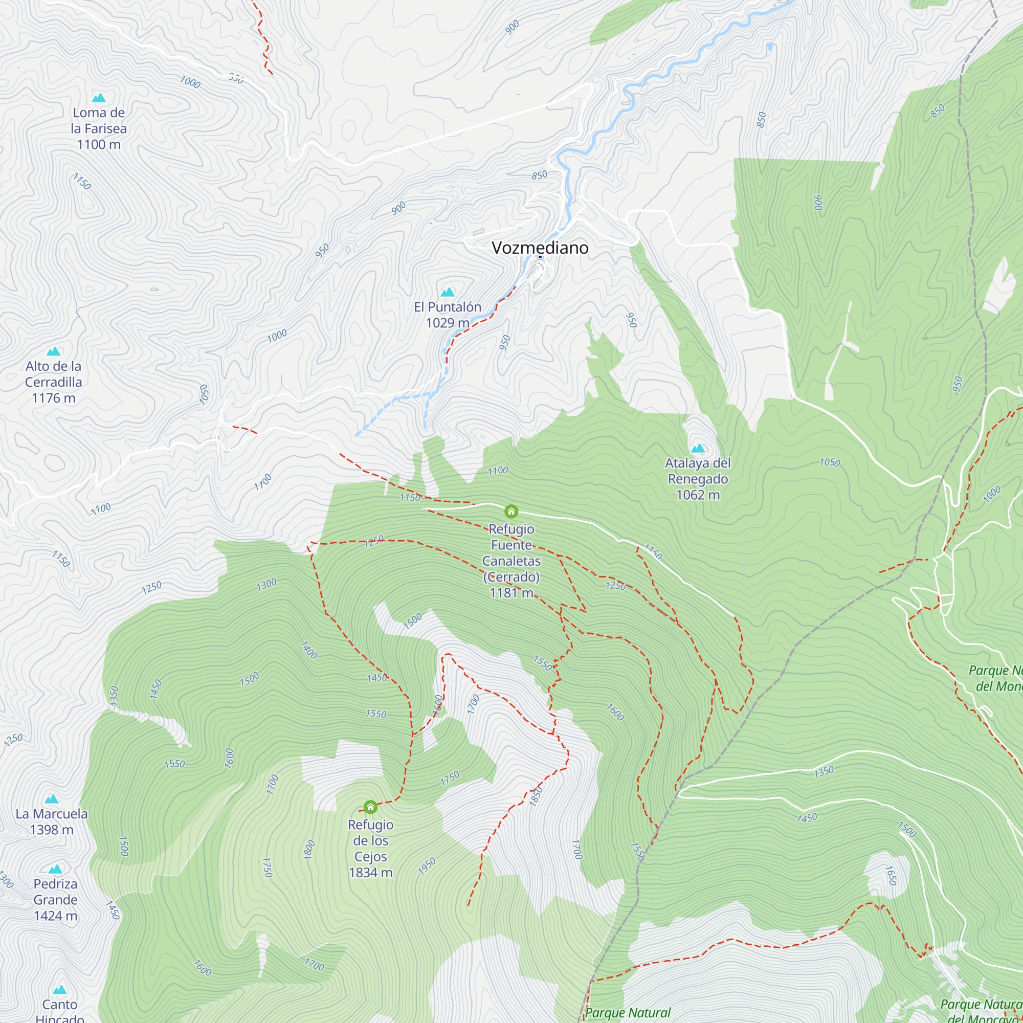 Refugio Fuente Canaletas (Cerrado) map