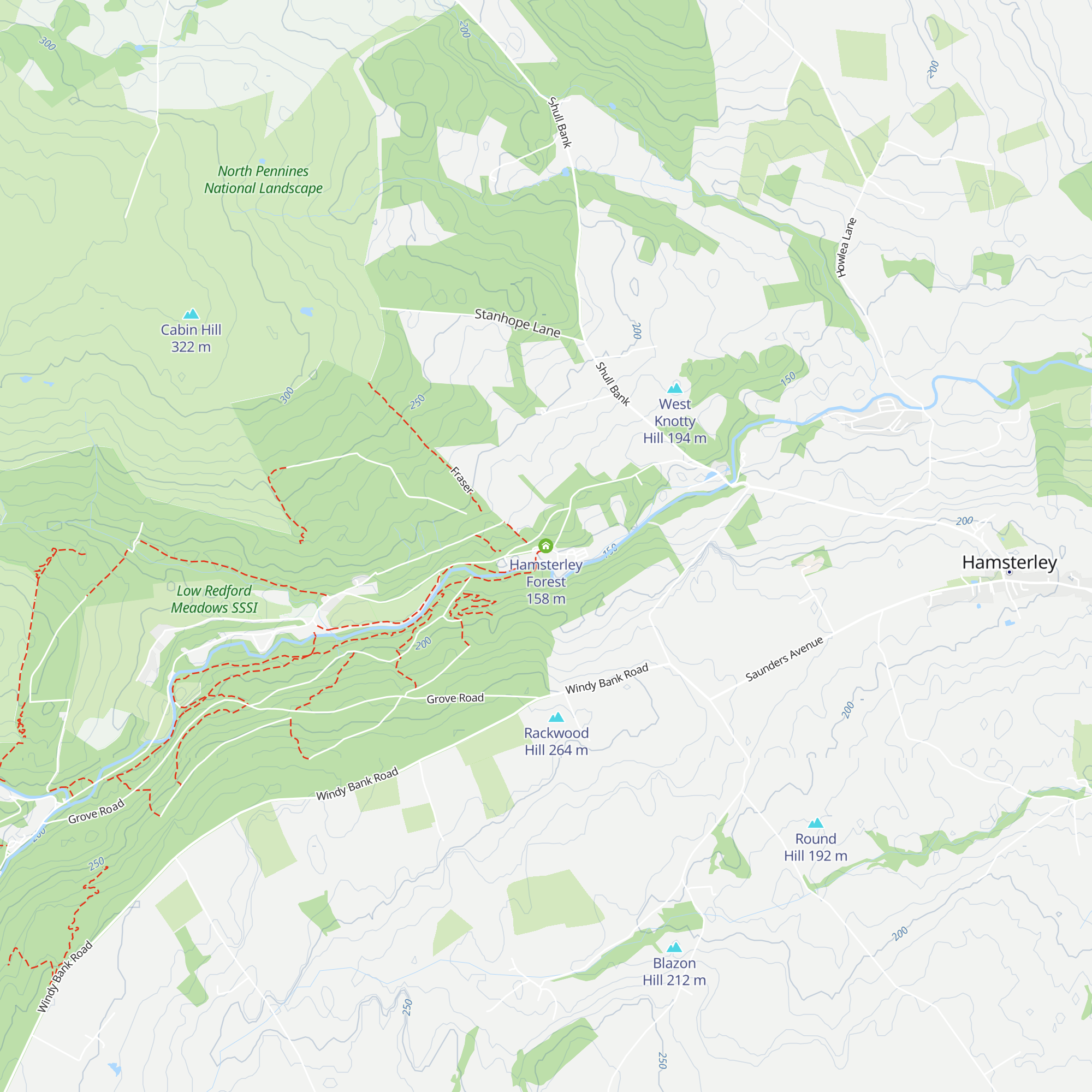 Hamsterley Forest map
