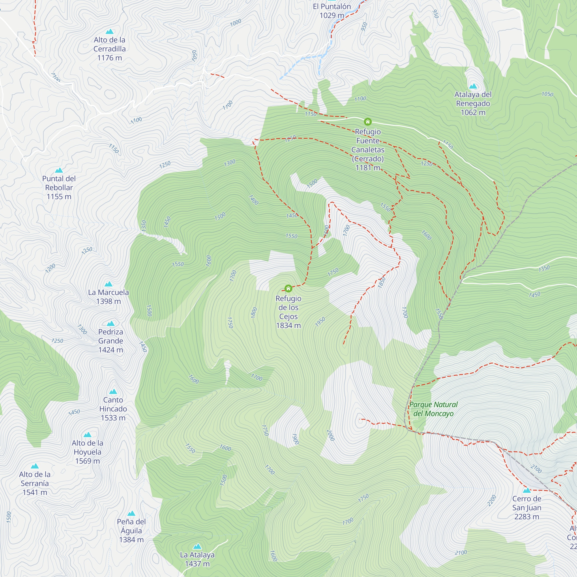 Refugio de los Cejos map