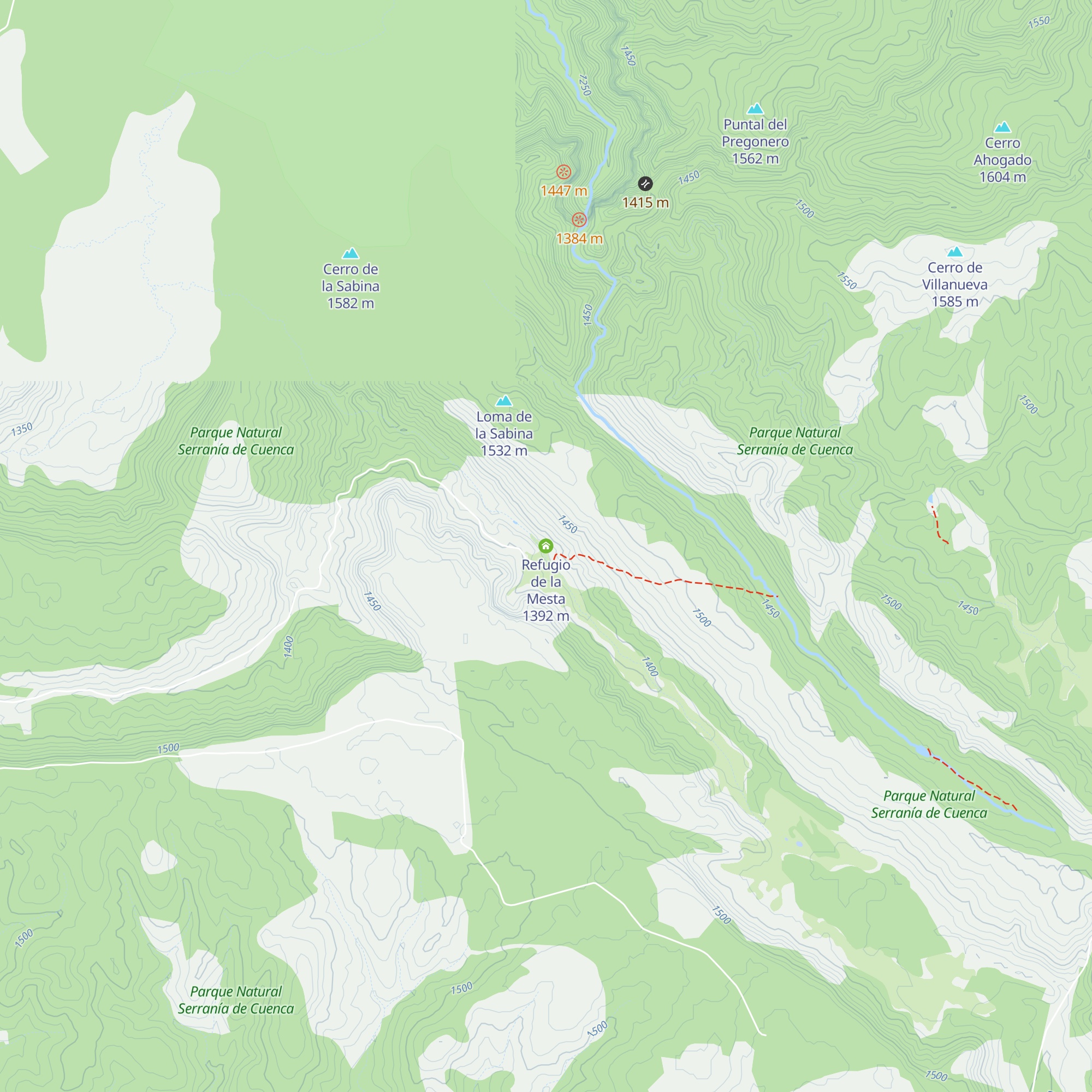 Refugio de la Mesta map