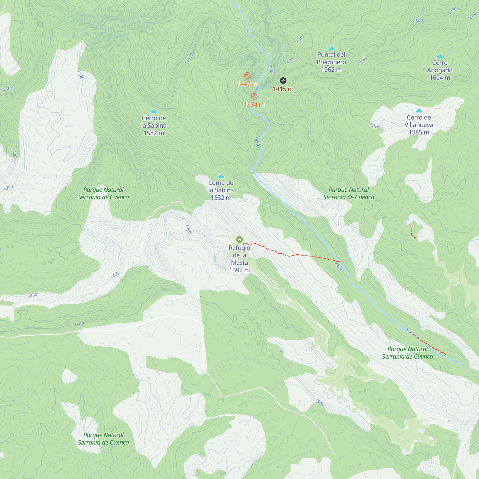 Refugio de la Mesta map