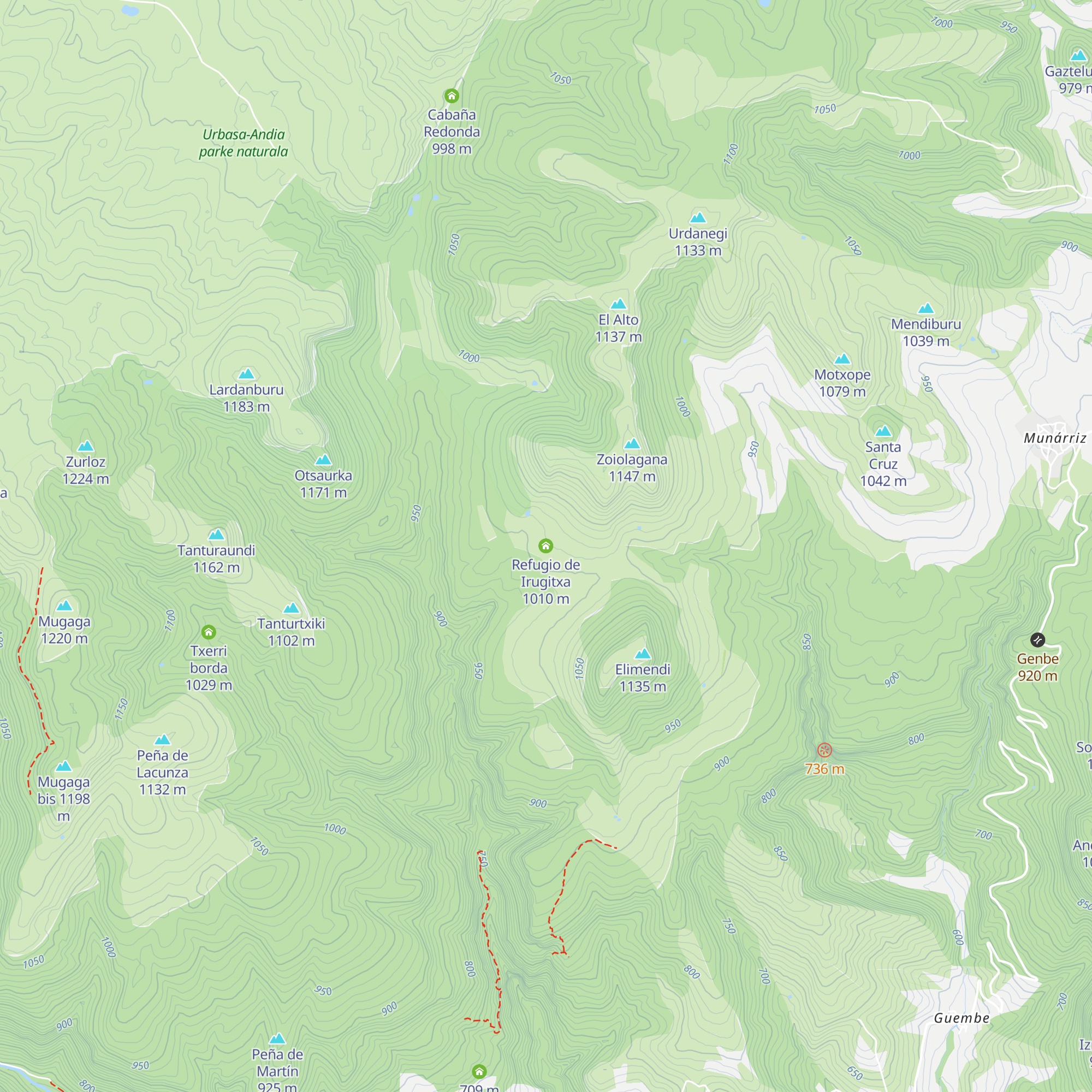 Refugio de Irugitxa map
