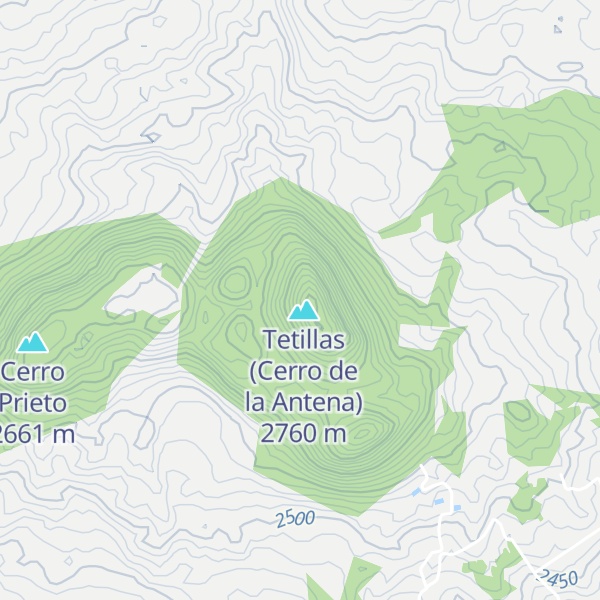 Map of Cerros Las Tetillas del Quinceo