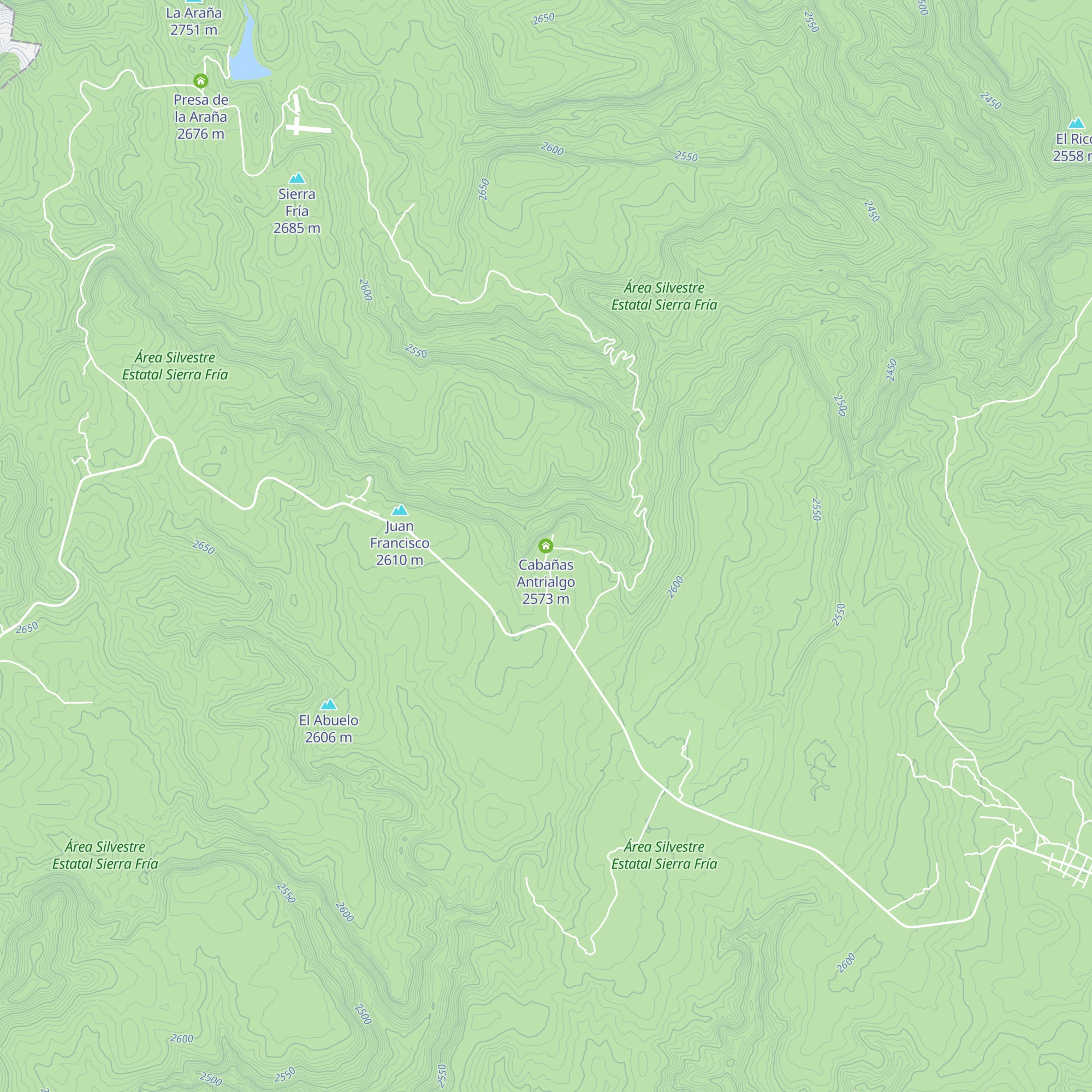 Cabañas Antrialgo map
