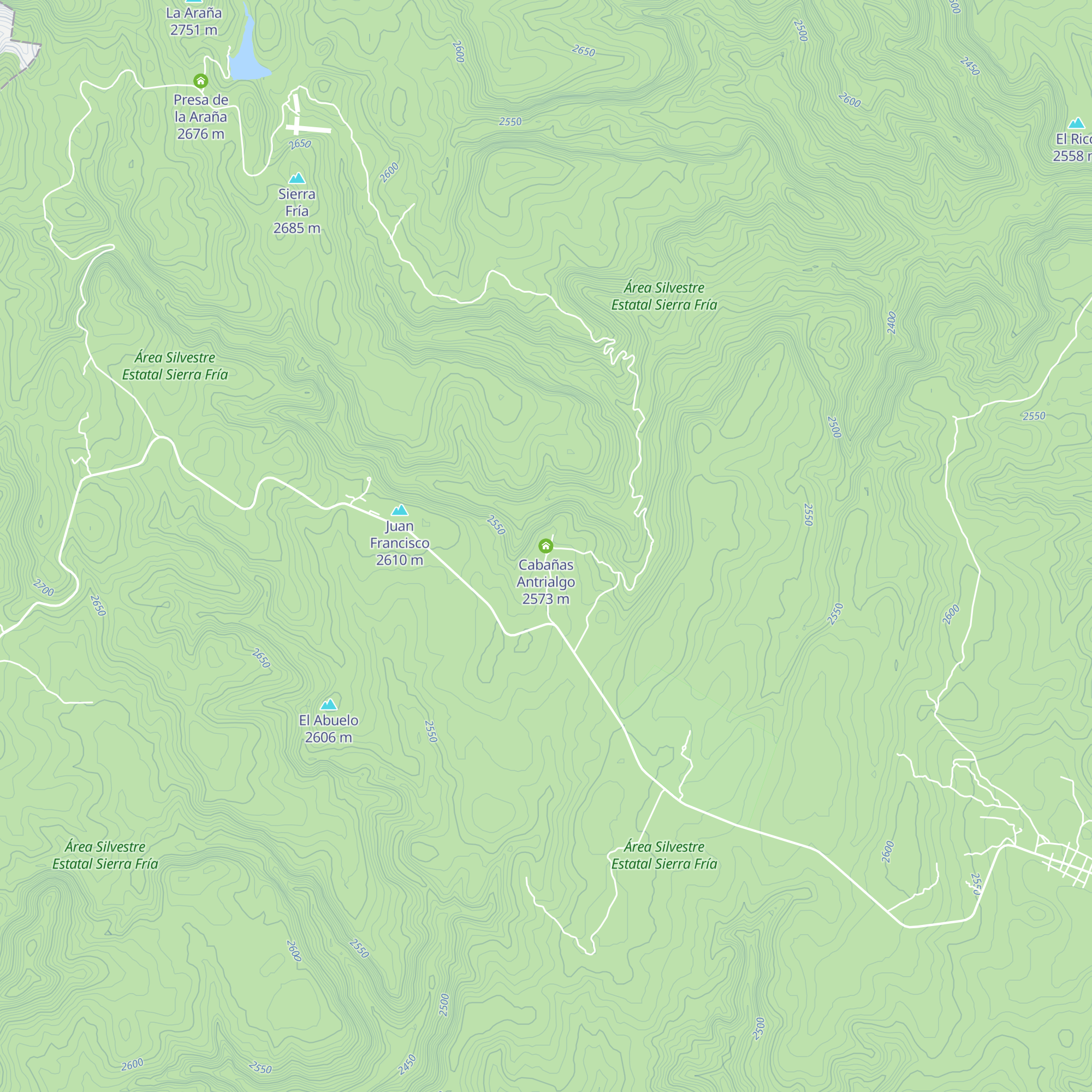 Cabañas Antrialgo map