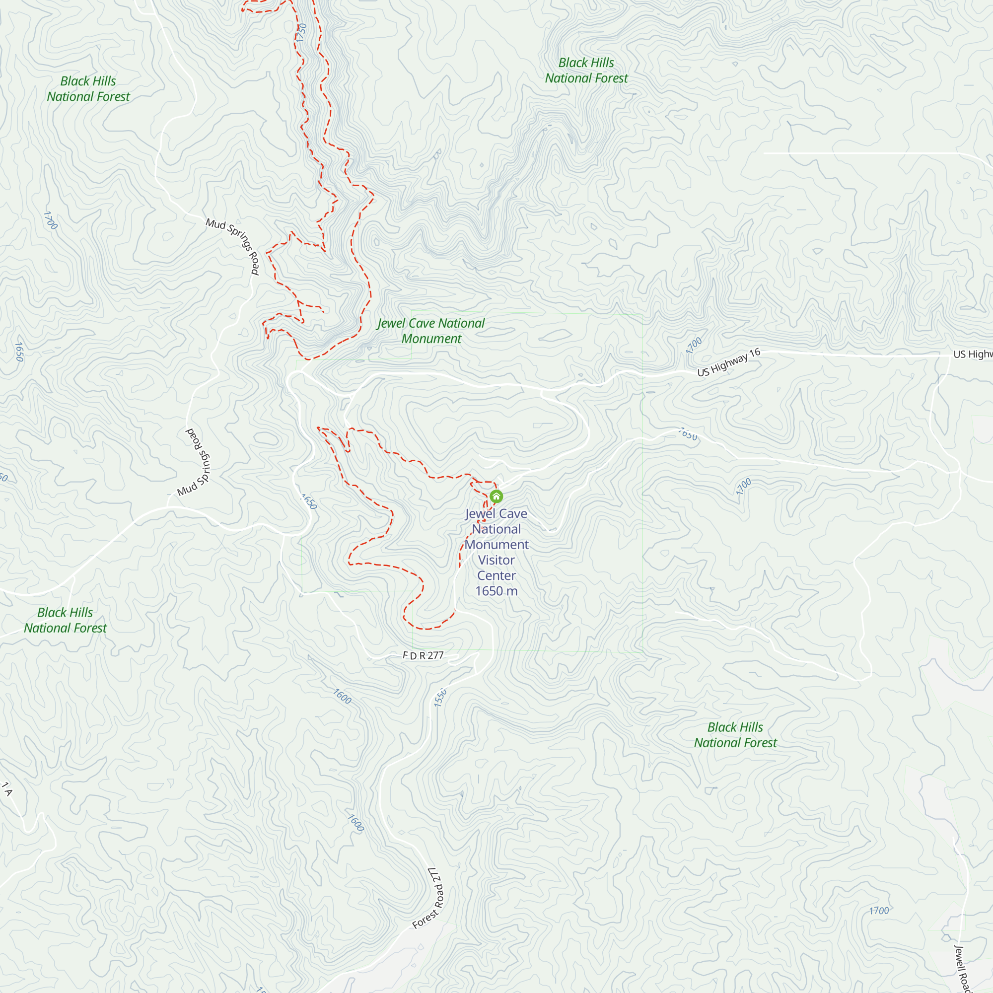 Jewel Cave National Monument Visitor Center map