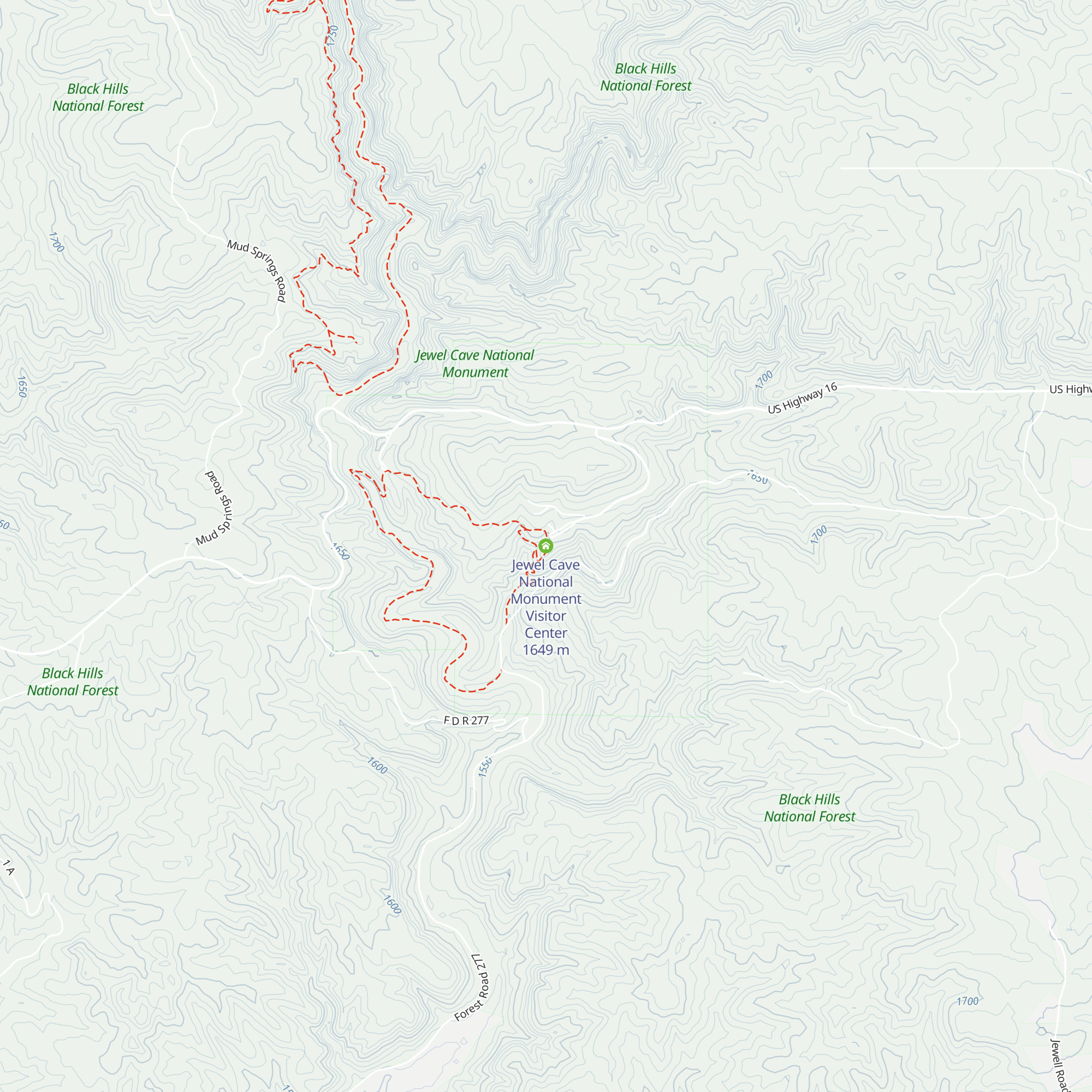 Jewel Cave National Monument Visitor Center map