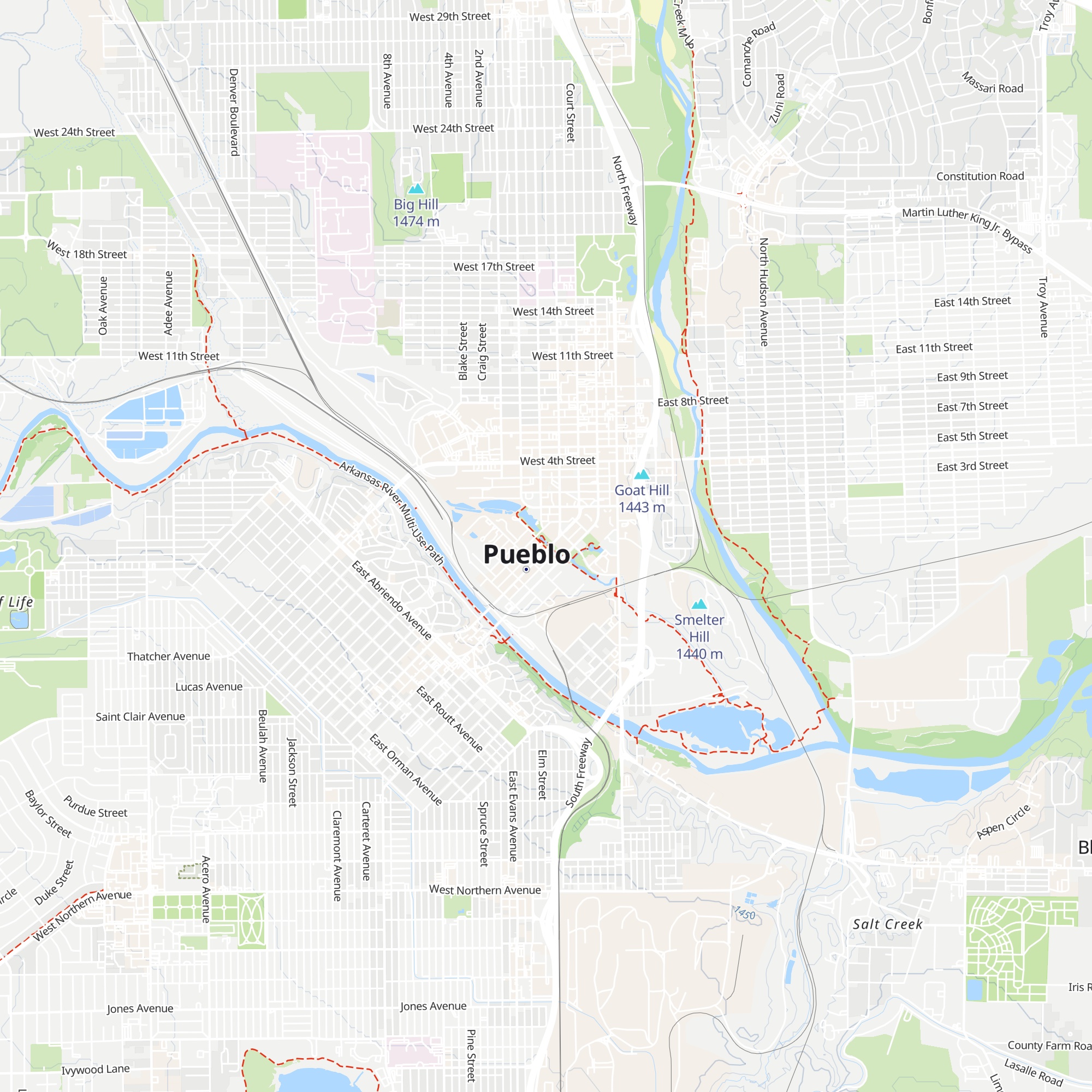 Historic Arkansas Riverwalk of Pueblo map