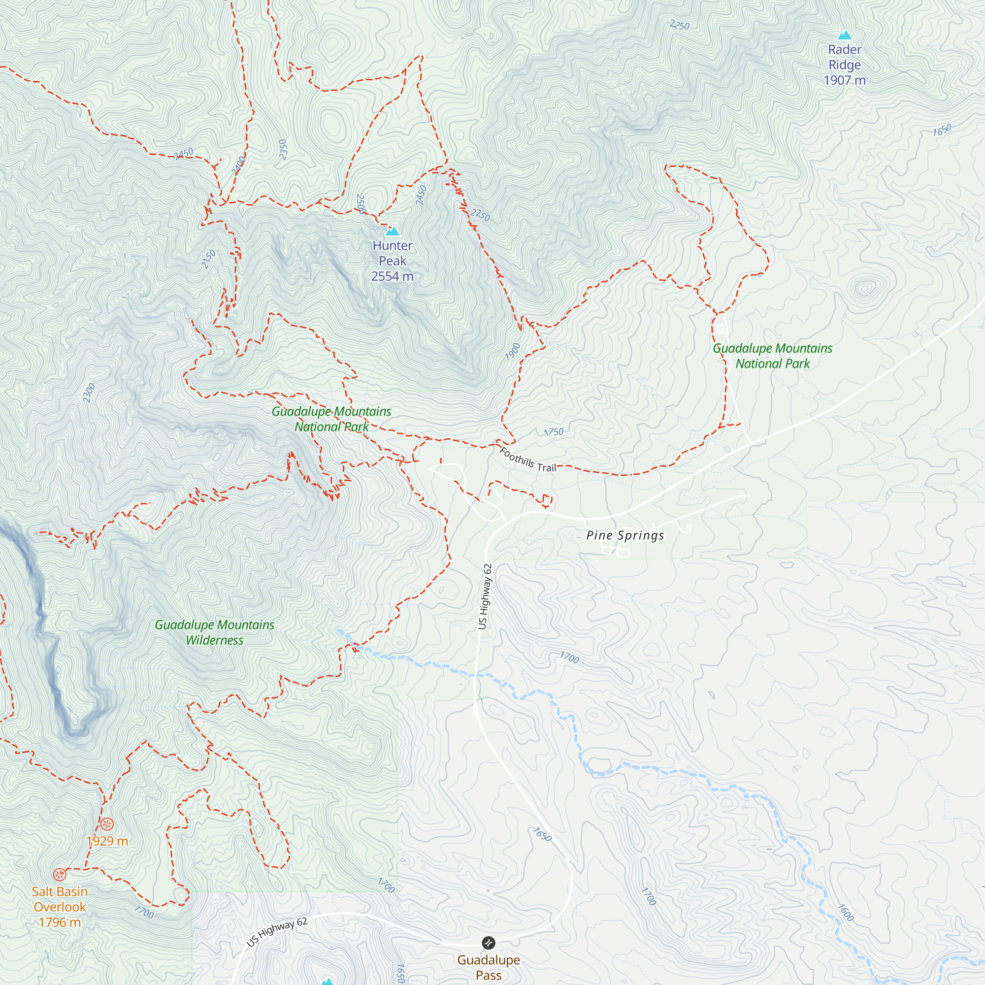 Pine Springs Visitor Center map