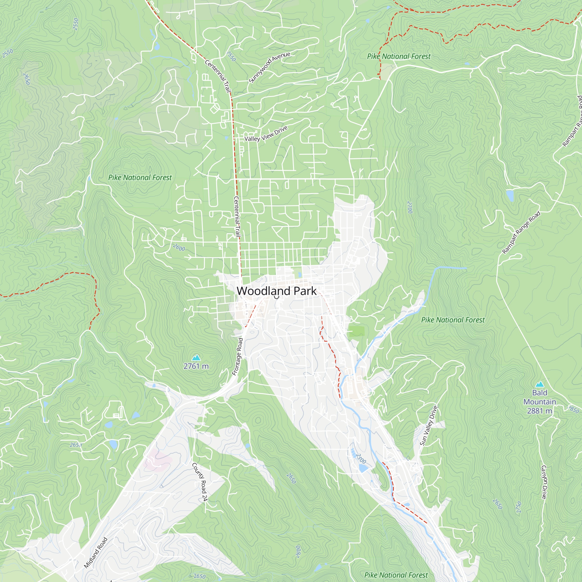 Woodland Park map