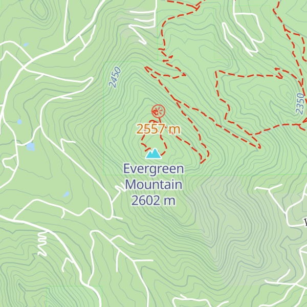 Map of Evergreen Mountain