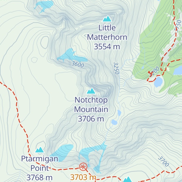 Map of Notchtop Mountain