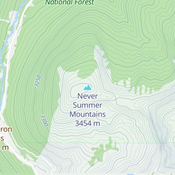 Map of Never Summer Mountains