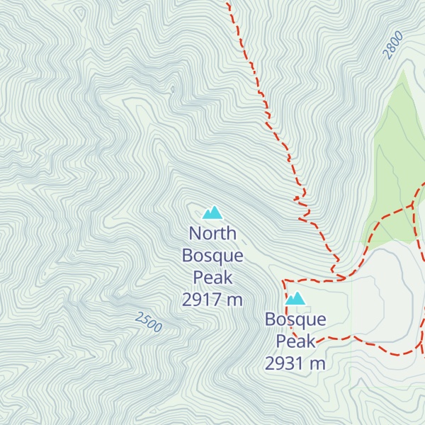 Map of North Bosque Peak