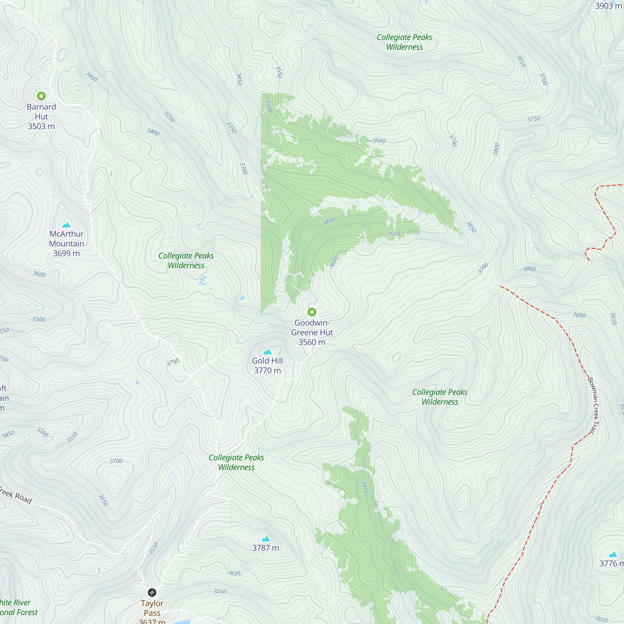 Goodwin-Greene Hut map