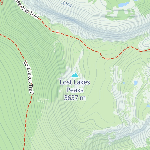 Map of Lost Lakes Peaks