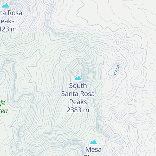 Map of South Santa Rosa Peaks