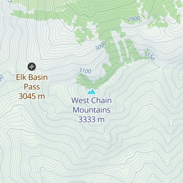 Map of West Chain Mountains