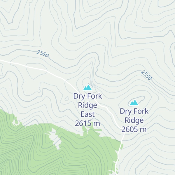 Map of Dry Fork Ridge East
