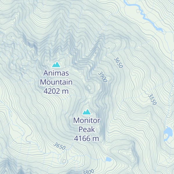 Map of Needle Mountains Peak Thirteen
