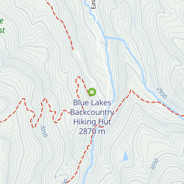 Map of Blue Lakes Backcountry Hiking Hut