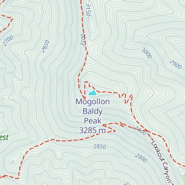 Map of Mogollon Baldy Peak