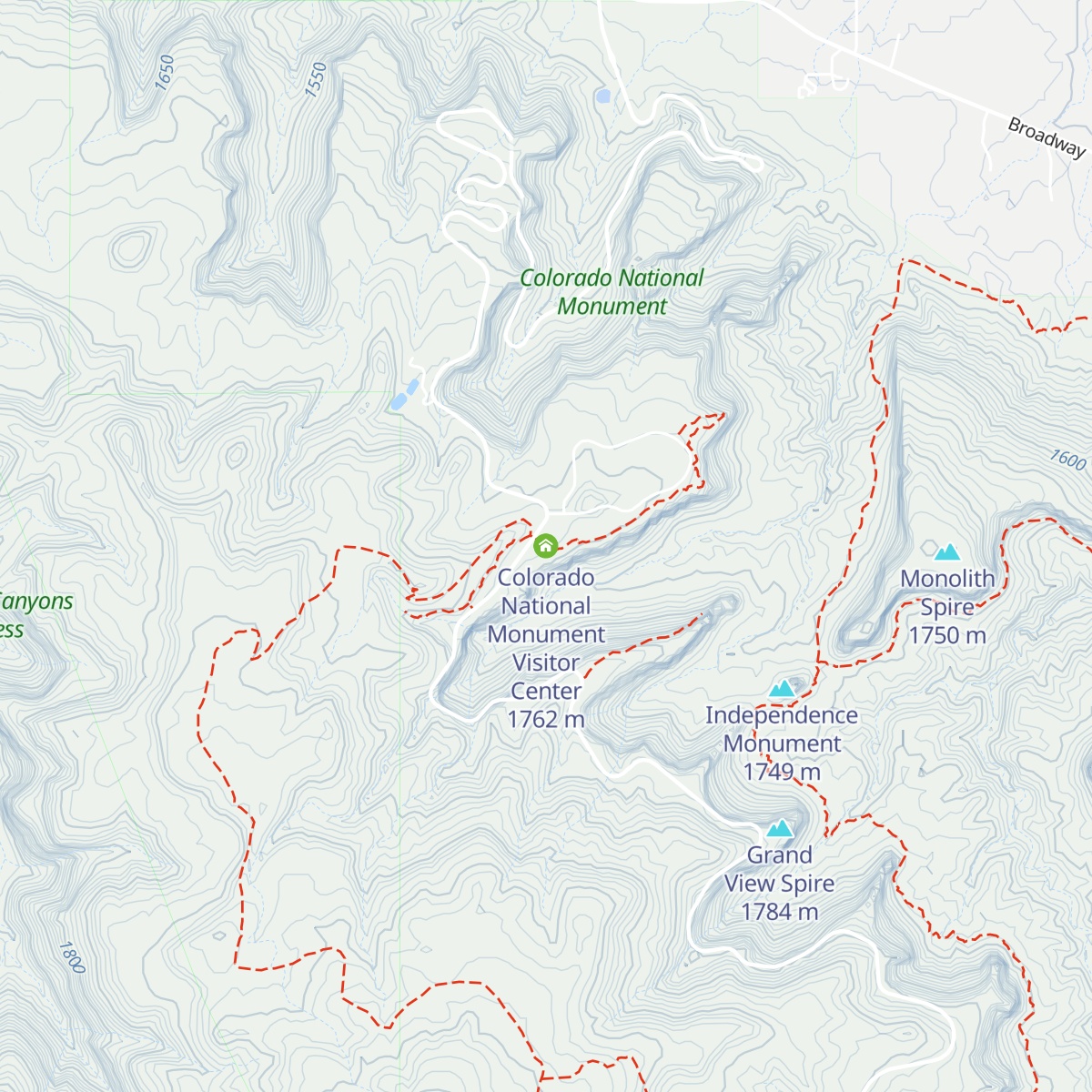 Colorado National Monument Visitor Center map