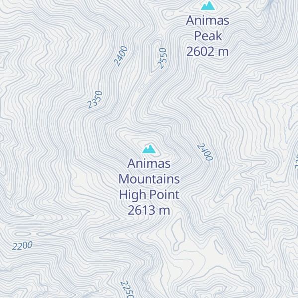 Map of Animas Mountains High Point