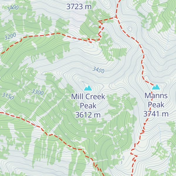 Map of Mill Creek Peak