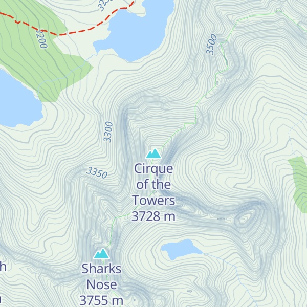 Map of Cirque of the Towers