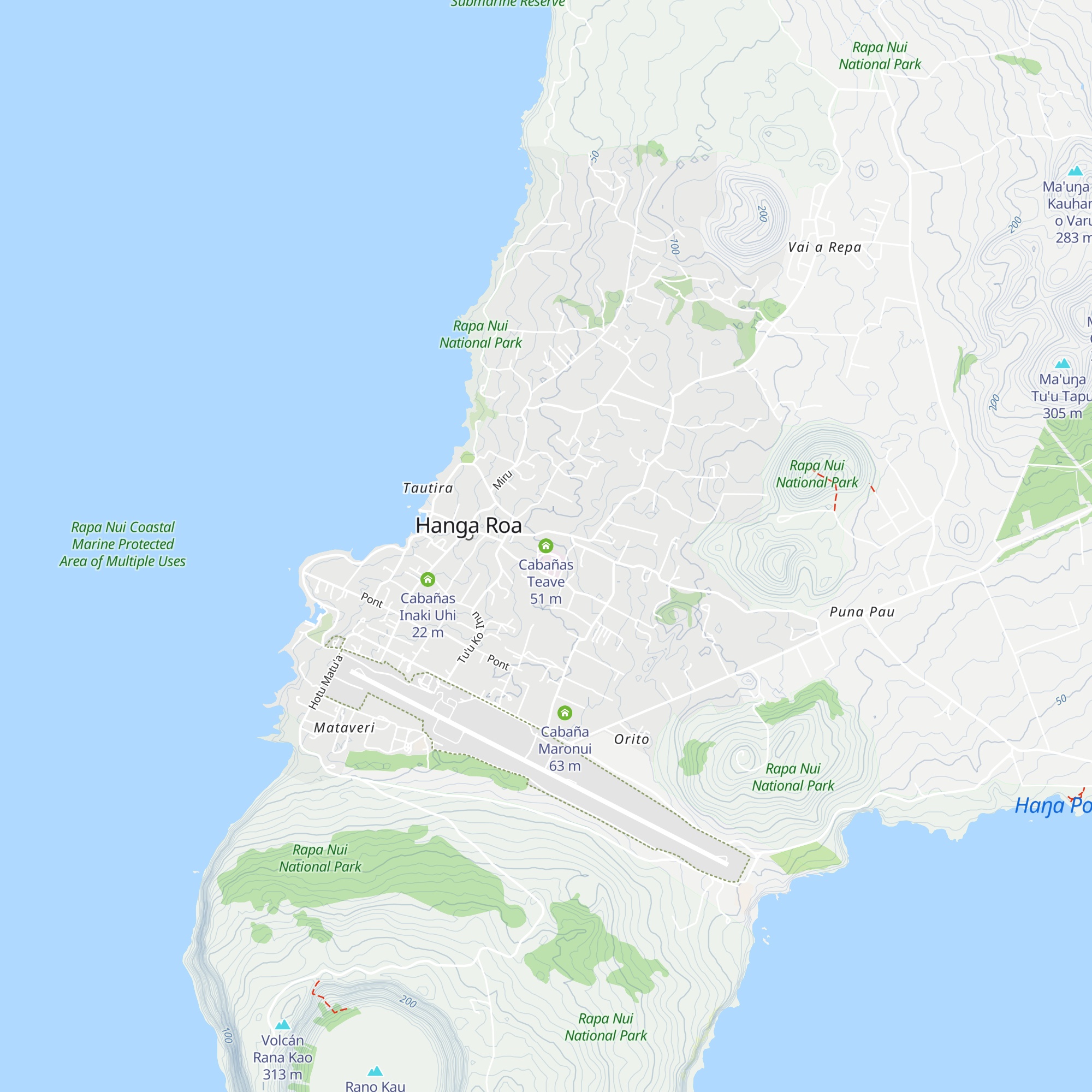 Cabañas Teave map