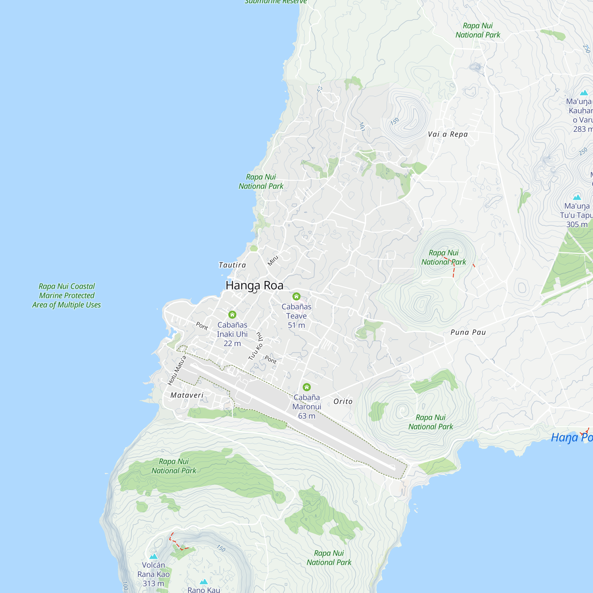 Cabañas Teave map