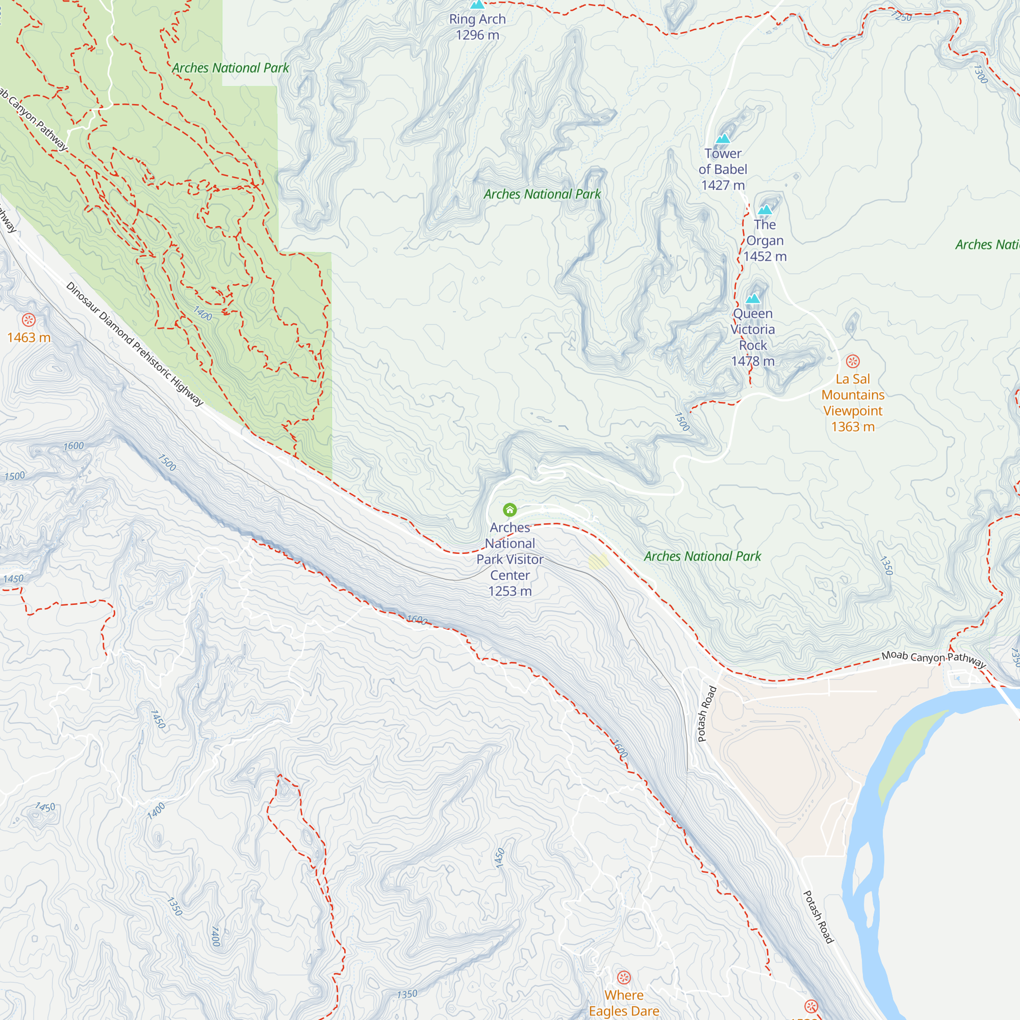 Arches National Park Visitor Center map