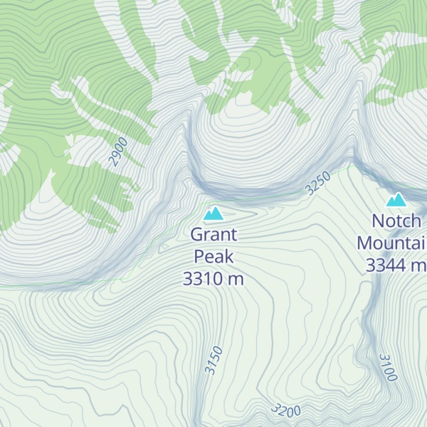 Map of Grant Peak