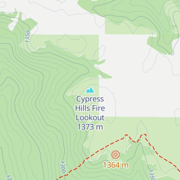 Map of Cypress Hills Fire Lookout