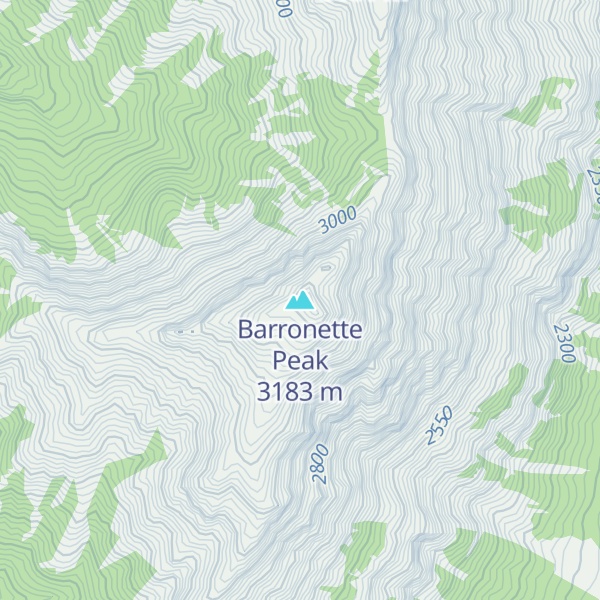 Map of Barronette Peak
