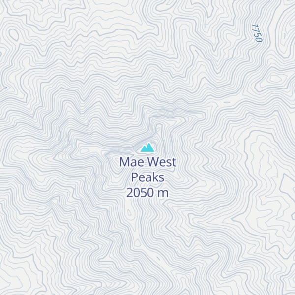 Map of Mae West Peaks