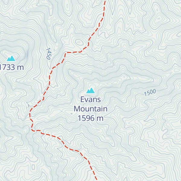 Map of Evans Mountain