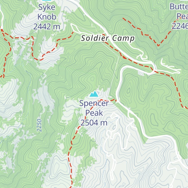 Map of Spencer Peak