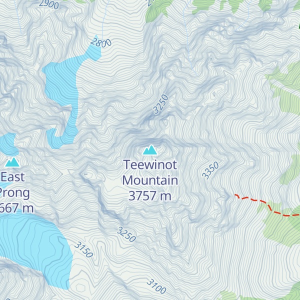 Map of Teewinot Mountain